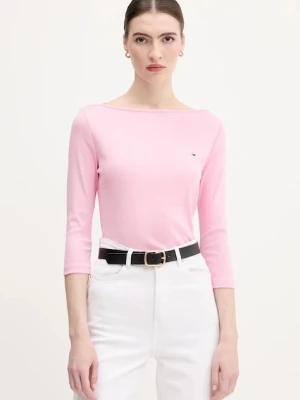 Tommy Hilfiger longsleeve bawełniany kolor różowy WW0WW40589
