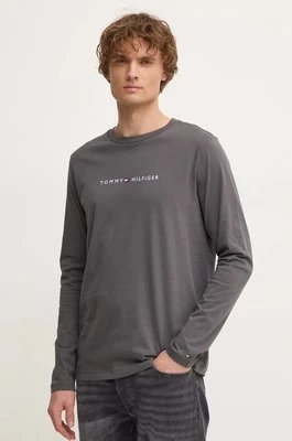 Tommy Hilfiger longsleeve bawełniany kolor szary z nadrukiem UM0UM03345