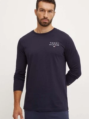 Tommy Hilfiger longsleeve bawełniany lounge kolor granatowy gładki UM0UM02984