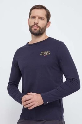 Tommy Hilfiger longsleeve bawełniany lounge kolor granatowy melanżowy