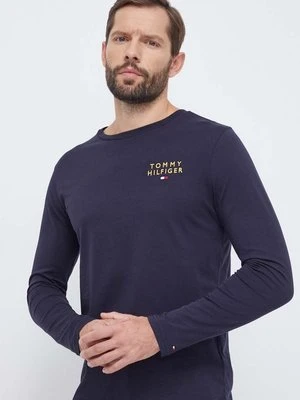 Tommy Hilfiger longsleeve bawełniany lounge kolor granatowy melanżowy