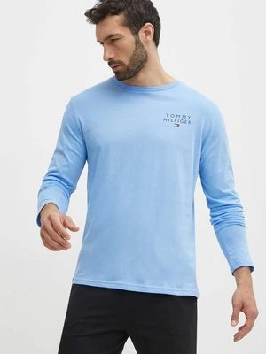 Tommy Hilfiger longsleeve bawełniany lounge kolor niebieski gładki UM0UM02984