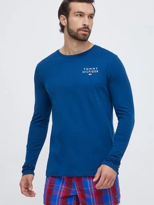 Tommy Hilfiger longsleeve bawełniany lounge kolor niebieski gładki UM0UM02984