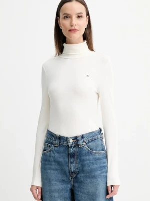 Tommy Hilfiger longsleeve damski kolor beżowy z golfem WW0WW39826