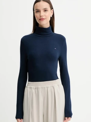 Tommy Hilfiger longsleeve damski kolor granatowy z golfem WW0WW39826