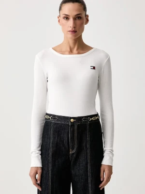 Tommy Hilfiger longsleeve damski z bawełną biały