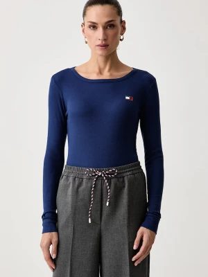Tommy Hilfiger longsleeve damski z bawełną granatowy