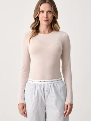 Tommy Hilfiger longsleeve damski z dodatkiem kaszmiru beżowy