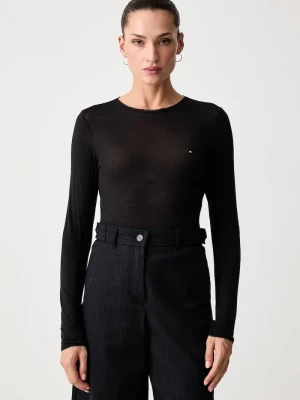 Tommy Hilfiger longsleeve damski z dodatkiem kaszmiru czarny