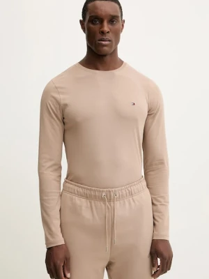 Tommy Hilfiger longsleeve męski kolor brązowy gładki