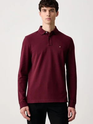 Tommy Hilfiger longsleeve męski z bawełną bordowy