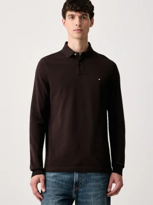 Tommy Hilfiger longsleeve męski z bawełną brązowy