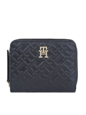 Tommy Hilfiger Mały Portfel Damski Th Refined Med Za Mono AW0AW15755 Czarny