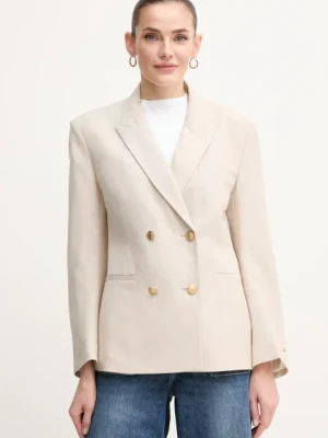 Tommy Hilfiger marynarka kolor beżowy dwurzędowa gładka WW0WW45466