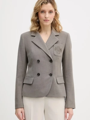 Tommy Hilfiger marynarka kolor beżowy dwurzędowa gładka WW0WW48696