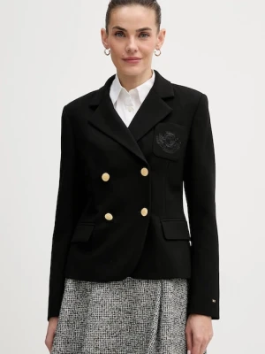 Tommy Hilfiger marynarka kolor czarny dwurzędowa gładka WW0WW48696