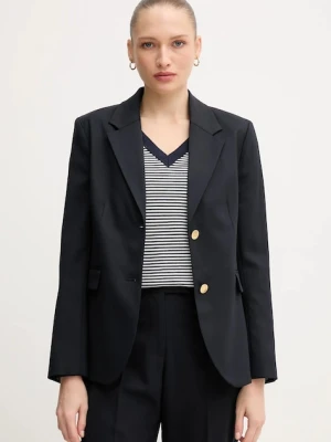 Tommy Hilfiger marynarka z dodatkiem wełny kolor granatowy jednorzędowa gładka WW0WW46662