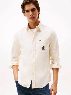 Tommy Hilfiger Męska koszula bawełniana Mężczyźni Regular Fit Bawełna biały jednolity,