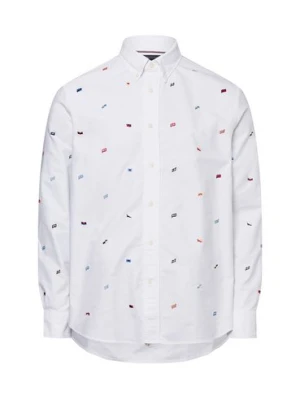 Tommy Hilfiger Męska koszula casual Mężczyźni Comfort Fit Bawełna biały wzorzysty,