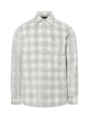 Tommy Hilfiger Męska koszula casual Mężczyźni Regular Fit Bawełna biały w kratkę,