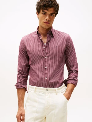 Tommy Hilfiger Męska koszula casual Mężczyźni Regular Fit Bawełna czerwony|biały w paski,