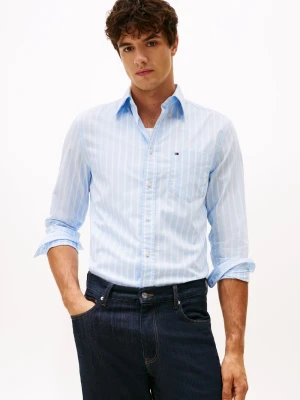 Tommy Hilfiger Męska koszula casual Mężczyźni Regular Fit Bawełna niebieski|biały w paski,