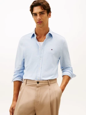 Tommy Hilfiger Męska koszula casual Mężczyźni Regular Fit Bawełna niebieski marmurkowy,