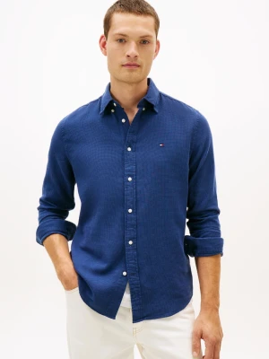 Tommy Hilfiger Męska koszula casual Mężczyźni Regular Fit Bawełna niebieski wzorzysty,