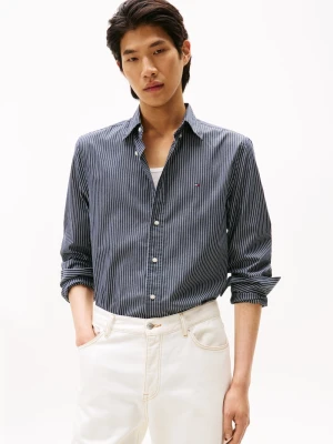 Tommy Hilfiger Męska koszula casual Mężczyźni Regular Fit Bawełna szary|biały w paski,