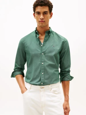 Tommy Hilfiger Męska koszula casual Mężczyźni Regular Fit Bawełna zielony wzorzysty,