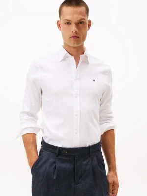 Tommy Hilfiger Męska koszula casual Mężczyźni Slim Fit Bawełna biały jednolity,