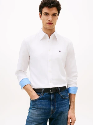 Tommy Hilfiger Męska koszula casual z lnem Mężczyźni Regular Fit len biały,