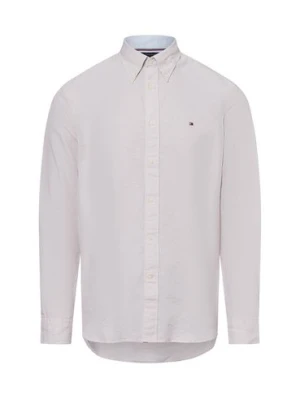 Tommy Hilfiger Męska koszula casual z zawartością lnu Mężczyźni Regular Fit Bawełna beżowy w paski,