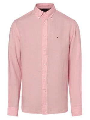 Tommy Hilfiger Męska koszula lniana Mężczyźni Regular Fit len różowy jednolity,