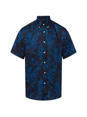 Tommy Hilfiger Męska koszula lniana - Tropical Mężczyźni Regular Fit len niebieski wzorzysty,