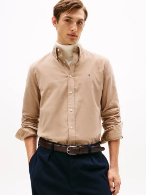 Tommy Hilfiger Męska koszula sztruksowa Mężczyźni Regular Fit Bawełna brązowy|szary jednolity,