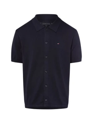 Tommy Hilfiger Męska koszula z dzianiny Mężczyźni Bawełna niebieski jednolity,
