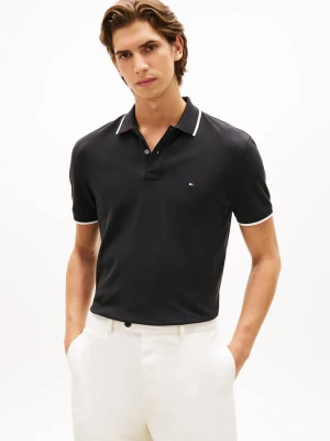 Tommy Hilfiger Męska koszulka polo Mężczyźni Bawełna (100%) czarny jednolity,
