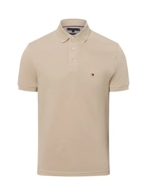 Tommy Hilfiger Męska koszulka polo Mężczyźni Bawełna beżowy jednolity,