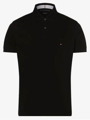 Tommy Hilfiger Męska koszulka polo Mężczyźni Bawełna czarny jednolity,