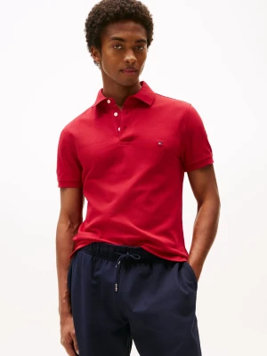 Tommy Hilfiger Męska koszulka polo Mężczyźni Bawełna czerwony jednolity,