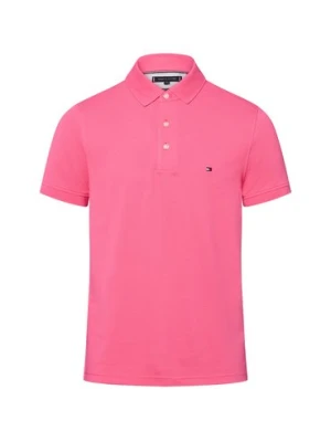 Tommy Hilfiger Męska koszulka polo Mężczyźni Bawełna wyrazisty róż jednolity,