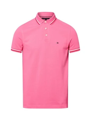 Tommy Hilfiger Męska koszulka polo Mężczyźni Bawełna wyrazisty róż jednolity,
