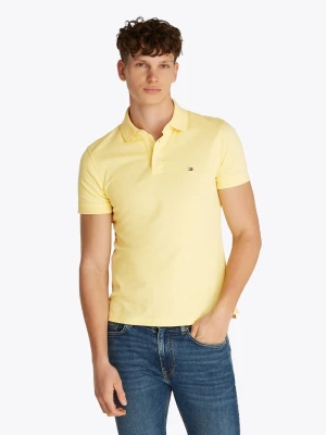 Tommy Hilfiger Męska koszulka polo Mężczyźni Bawełna żółty jednolity,