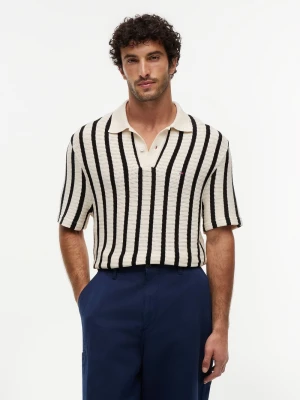 Tommy Hilfiger Męska koszulka polo z dzianiny Mężczyźni Bawełna (100%) beżowy|czarny,