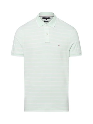 Tommy Hilfiger Męska koszulka polo z zawartością lnu Mężczyźni Bawełna zielony|biały w paski,
