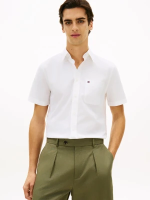 Tommy Hilfiger Męska koszulka rekreacyjna z krótkim rękawem Mężczyźni Regular Fit Bawełna biały,