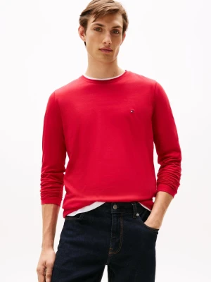 Tommy Hilfiger Męska koszulka z długim rękawem Mężczyźni Bawełna czerwony jednolity,