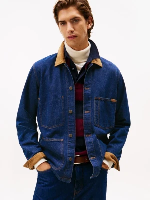 Tommy Hilfiger Męska kurtka dżinsowa Mężczyźni Jeansy niebieski jednolity,