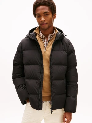 Tommy Hilfiger Męska kurtka puchowa Mężczyźni Sztuczne włókno czarny jednolity,